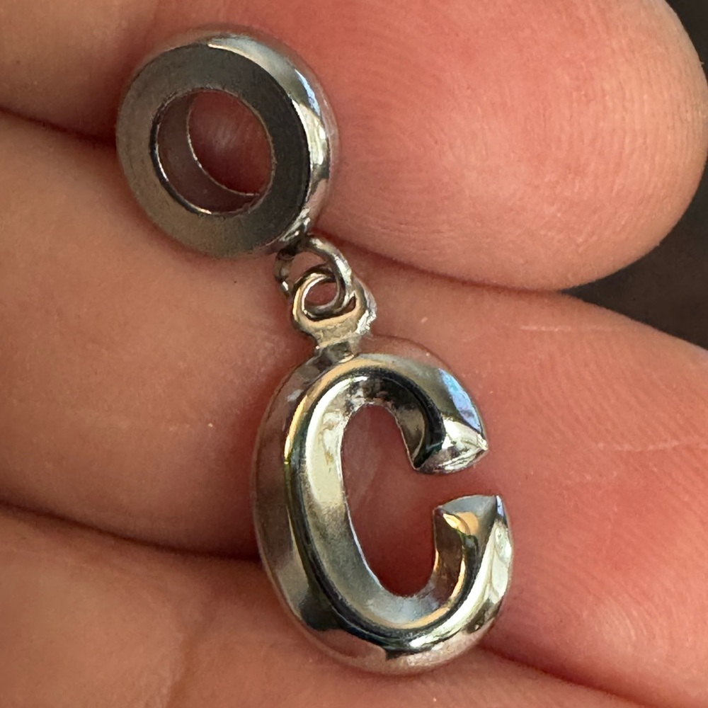 Silver Initial C Charm Pendant - image 1